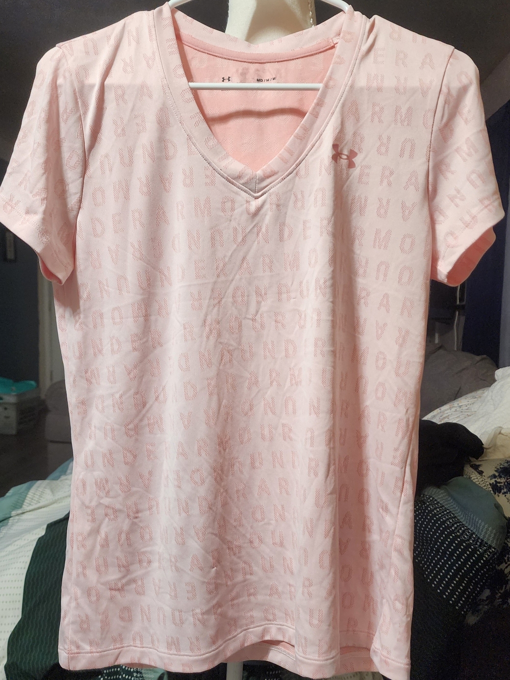 Under Armour Women's Pink V-Neck Performance Tee Sz Med